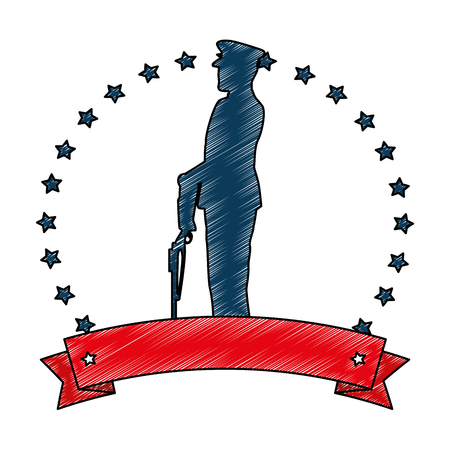 Military in ceremony with rifle and stars emblem vector illustration designのイラスト素材