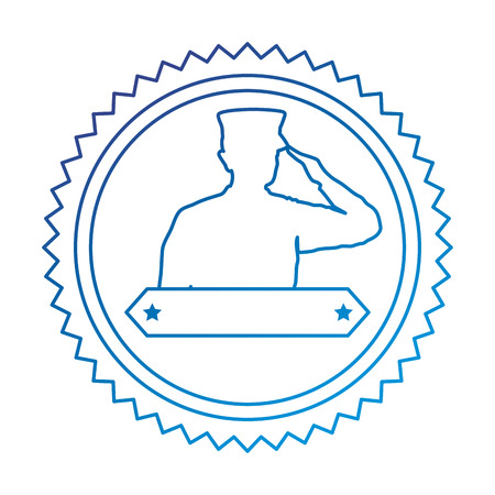 Silhouette of military saluting with ribbon vector illustration designのイラスト素材