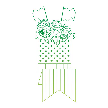 Floral decoration with flags vector illustration designのイラスト素材