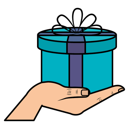hand lifting gift box present icon vector illustration designのイラスト素材
