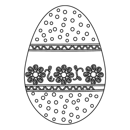 egg paint monochrome easter decoration vector illustration designのイラスト素材
