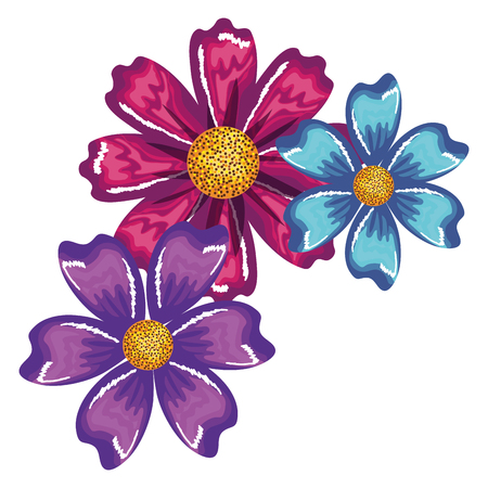 flowers and leafs garden decorative vector illustration designのイラスト素材