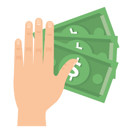 Hand with bills dollars money icon vector illustration design.のイラスト素材