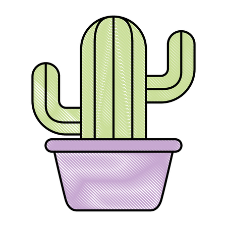 potted cactus plant botanical decoration vector illustration drawingのイラスト素材