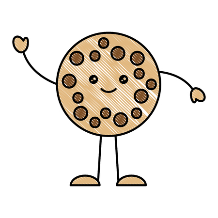 cartoon cookie sweet happy vector illustration drawingのイラスト素材