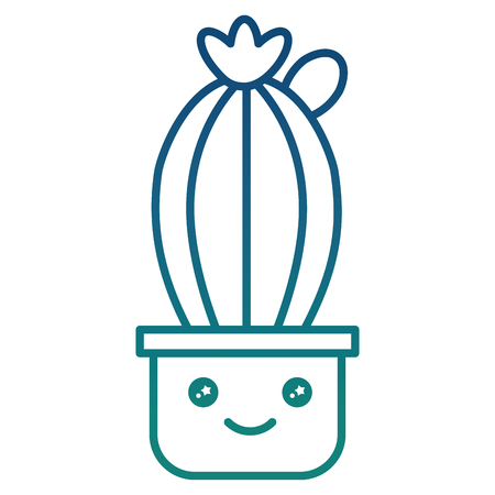 cactus plant cartoon character vector illustration gradient colorのイラスト素材