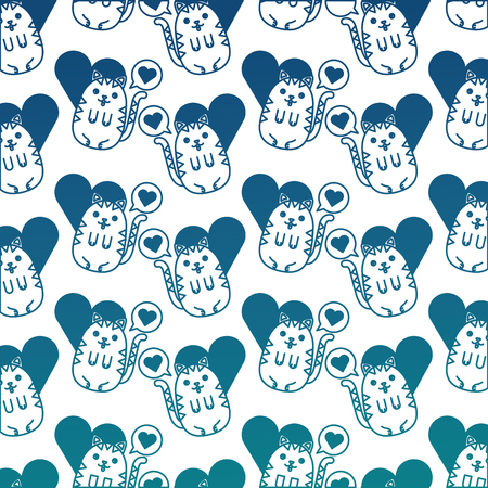 kawaii cartoon cat speech bubble hearts background vector illustrationのイラスト素材