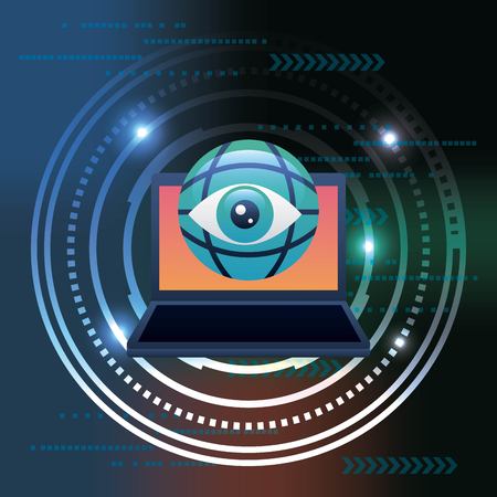 cyber security technology circuit degrade background surveillance vector illustrationのイラスト素材