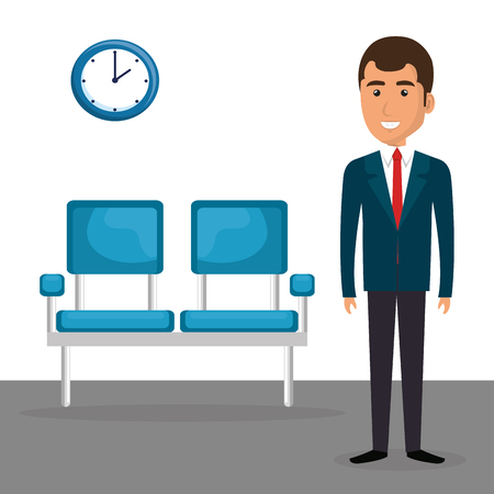 Elegant businessman in the waiting room vector illustration designのイラスト素材