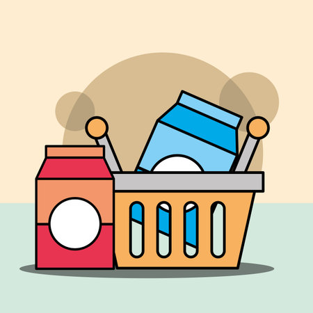 shopping basket package milk or juice vector illustrationのイラスト素材