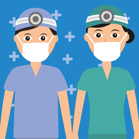 doctor dentist female and male healthcare and medical occupation vector illustrationのイラスト素材