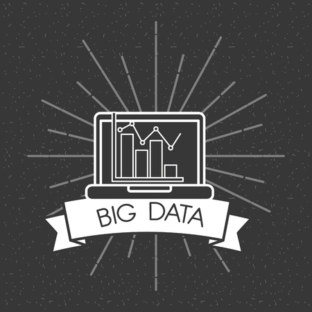 big data laptop bar graph business dark background vector illustrationのイラスト素材
