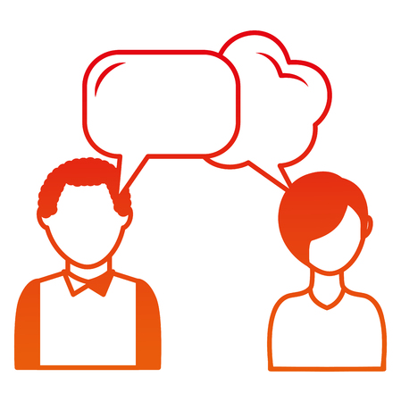 couple talking with speech bubbles vector illustration designのイラスト素材