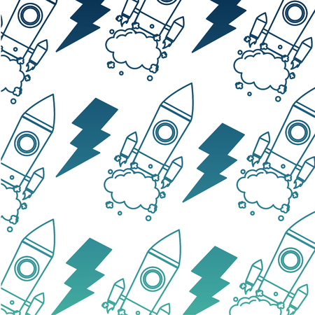 rocket with thunderbolt pop art style pattern vector illustration designのイラスト素材