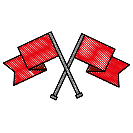 flags markers with crossed sticks isolated icon vector illustration designのイラスト素材