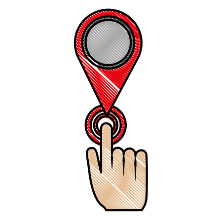 hand with pin pointer location isolated icon vector illustration designのイラスト素材
