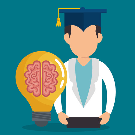 graduated character with education icons vector illustration designのイラスト素材