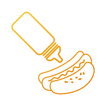 delicious hot dog with ketchup bottle vector illustration designのイラスト素材