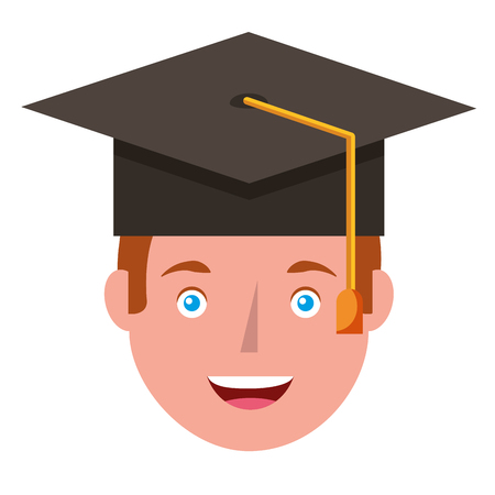 Young man head with graduation hat vector illustration designのイラスト素材