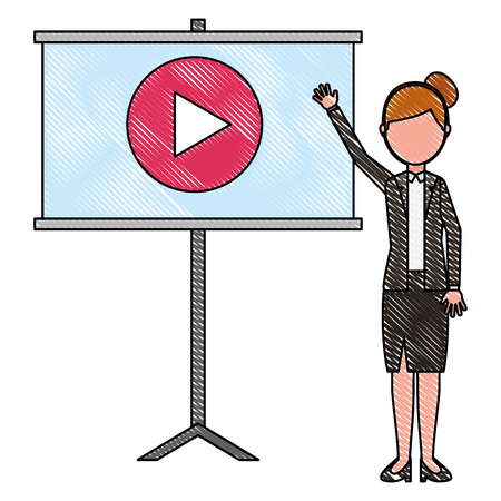 elegant businesswoman with paperboard training vector illustration designのイラスト素材