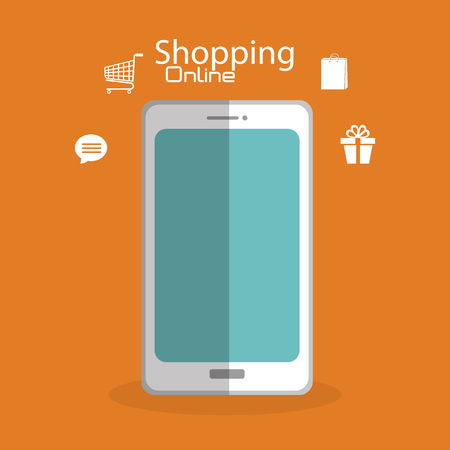 shopping online with smartphone vector illustration designのイラスト素材