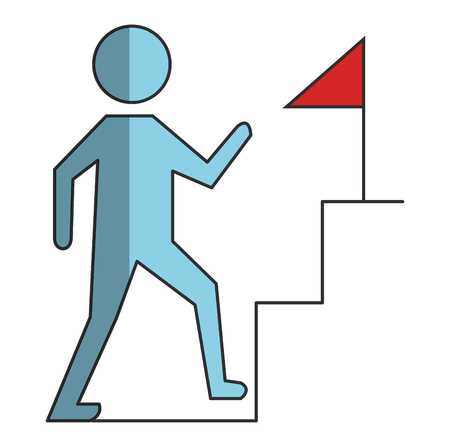 human figure climbing stairs silhouette icon vector illustration designのイラスト素材