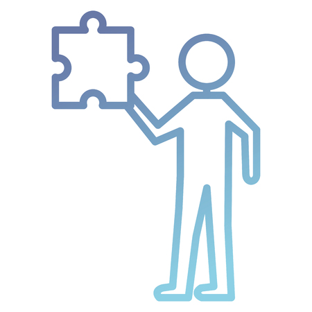 human figure with puzzle piece silhouette icon vector illustration designのイラスト素材