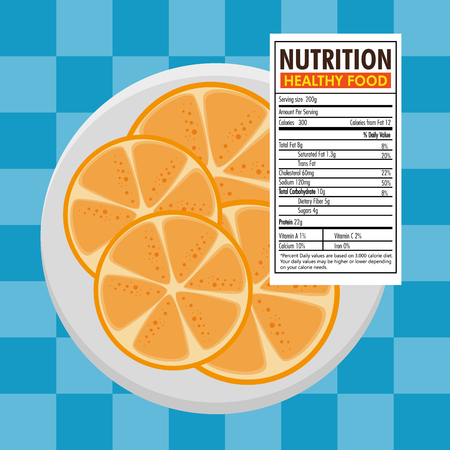 orange with nutrition facts vector illustration designのイラスト素材