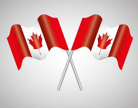 Canada flags crossed emblem illustration designのイラスト素材