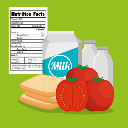 Group of nutritive food with nutrition facts vector illustration designのイラスト素材