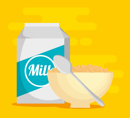 Milk with cereal healthy food vector illustration designのイラスト素材