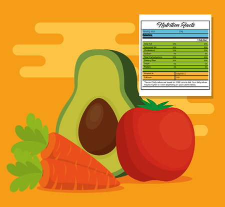 Vegetables group with nutrition facts vector illustration designのイラスト素材