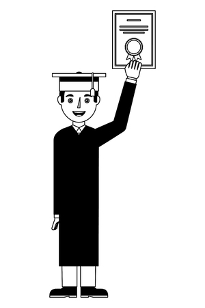 young man with graduation hat and diploma vector illustration designのイラスト素材