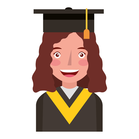 young woman with graduation hat avatar character vector illustration designのイラスト素材