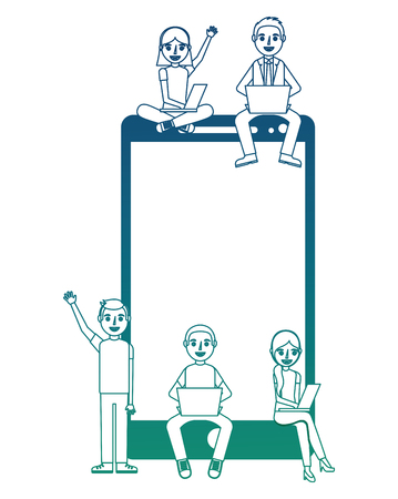 smartphone device with young icon vector illustration designのイラスト素材