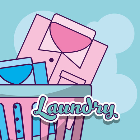 laundry clothes shirts in basket image vector illustrationのイラスト素材
