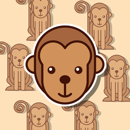 monkey safari animal african pattern vector illustrationのイラスト素材