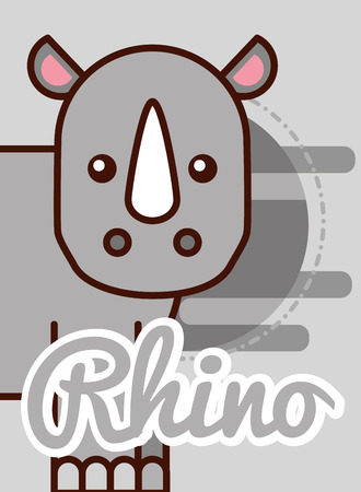 rhino cartoon poster african animal vector illustrationのイラスト素材