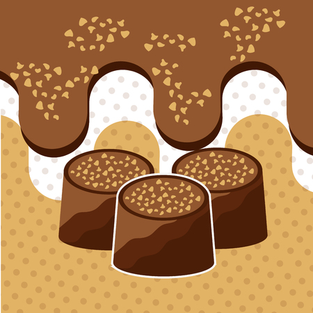 chocolate dessert candies melted dots background vector illustrationのイラスト素材