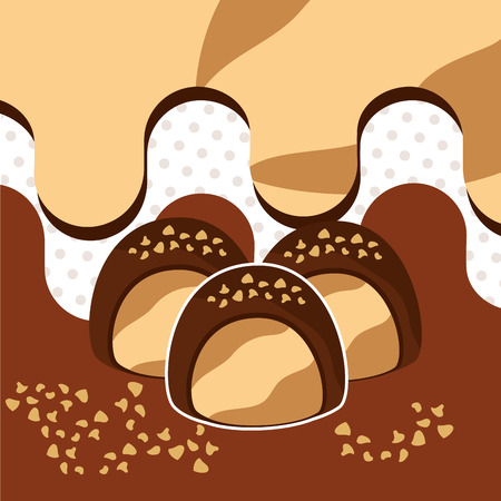 chocolate candy vanilla stuffing melted dots background vector illustrationのイラスト素材