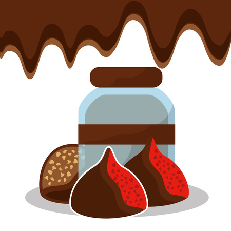 chocolate glass jar and chips candies sweet vector illustrationのイラスト素材