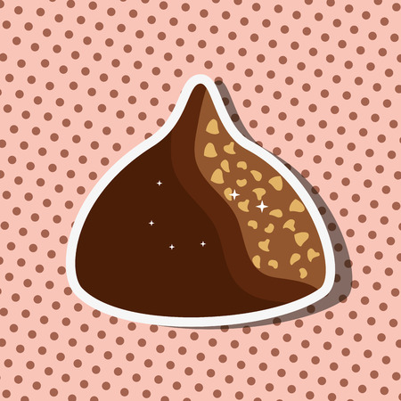 chocolate candy chip nuts tasty sweet dotted card vector illustrationのイラスト素材