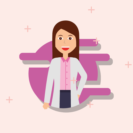 female doctor with coat medical profession vector illustrationのイラスト素材
