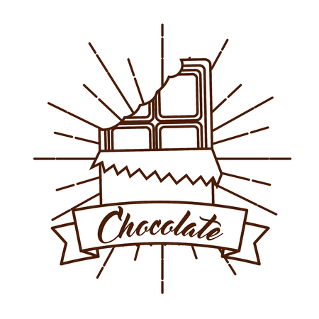 chocolate bar wrap bite vintage card vector illustrationのイラスト素材