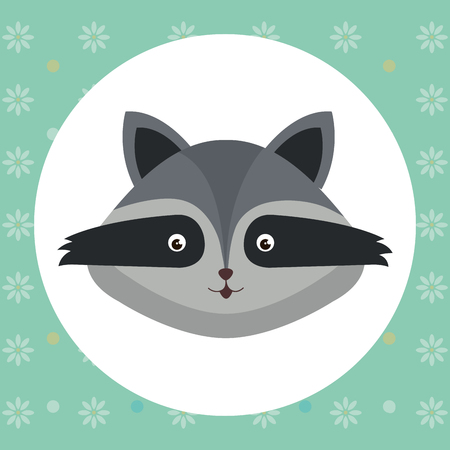 Cute raccoon head tender character vector illustration design.のイラスト素材