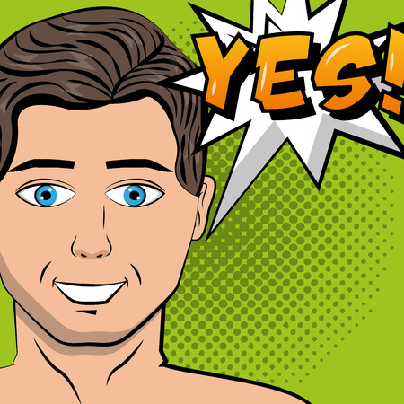 man speech bubble yes text pop art comic vector illustrationのイラスト素材