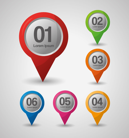gps navigation location numbers pin maps colored directions vector illustrationのイラスト素材
