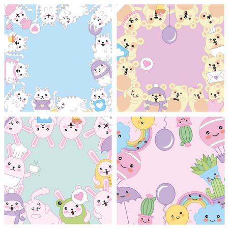 animals template collection decoration vector illustrationのイラスト素材
