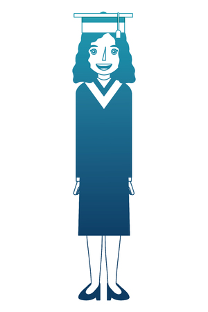 Young woman with graduation hat avatar character vector illustration designのイラスト素材