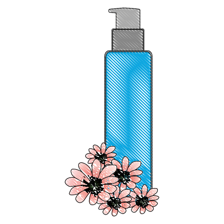 cosmetic bottle sprayer container dispenser flowers essence vector illustration drawingのイラスト素材